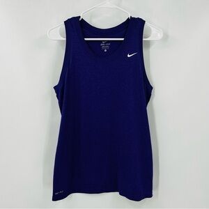 Nike Dri-Fit Purple Swoosh Logo Sleeveless Knit Tank Regular Fit Size Large